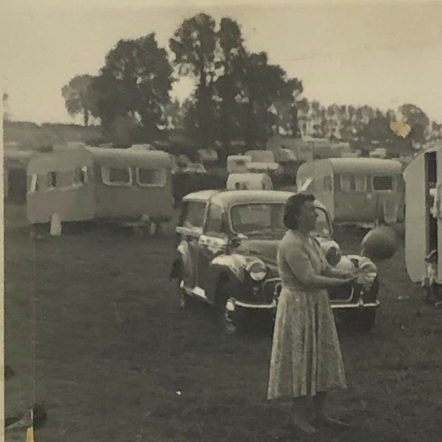 Vintage Photograph Lot of 3 - People in Camper Caravan Trailer Park 