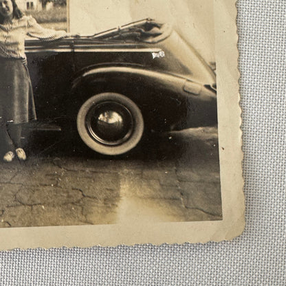 Vintage Photograph Photo Print Women with Car Automobile
