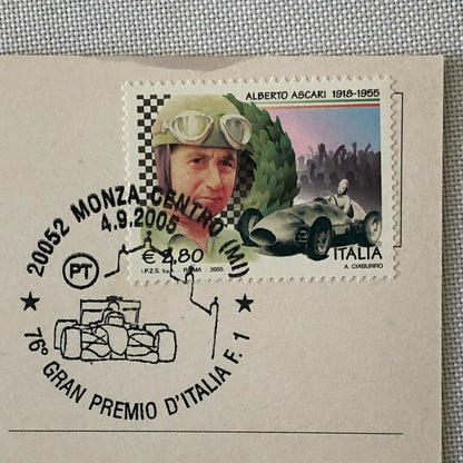 2005 Monza Italian Grand Prix F1 Formula One Racing Postcard with Ascari Stamp 