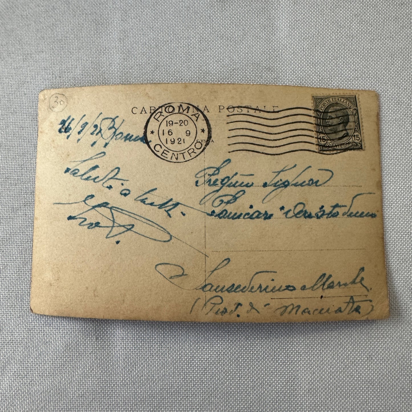 Vintage Italian Real Photo Postcard Post Card 1921 Rome Postmark Roma