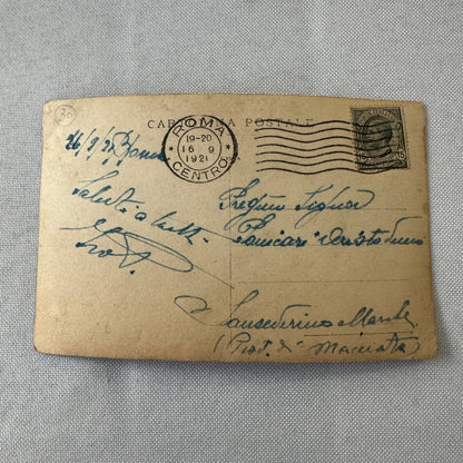 Vintage Italian Real Photo Postcard Post Card 1921 Rome Postmark Roma
