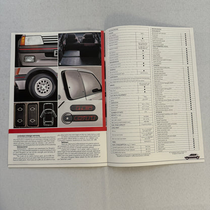 1985 Peugeot GTI Hot Hatch Car Sales Brochure Catalog European