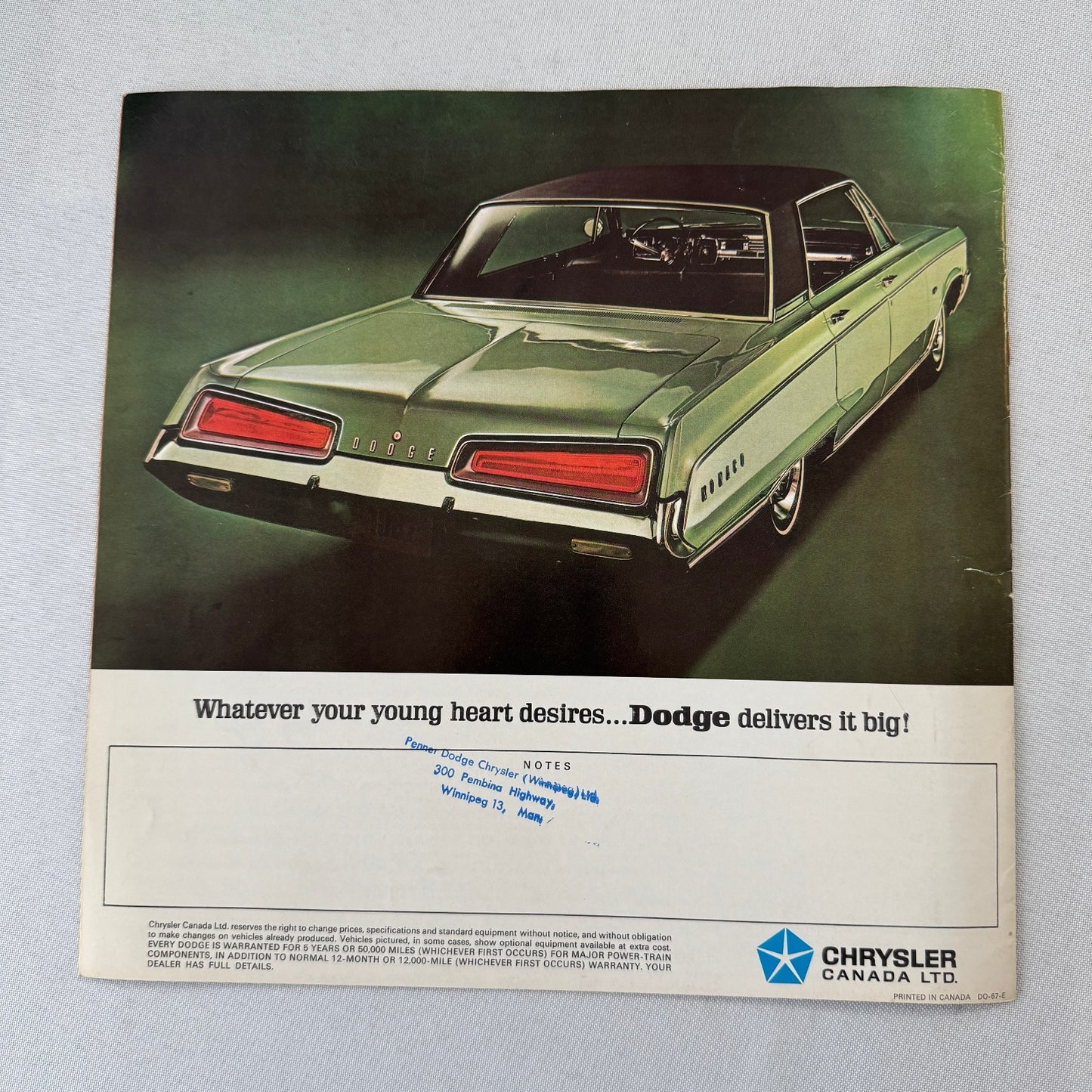 1967 Dodge Car Sales Brochure Catalog Monaco 500 Polara 500 Vintage Canadian