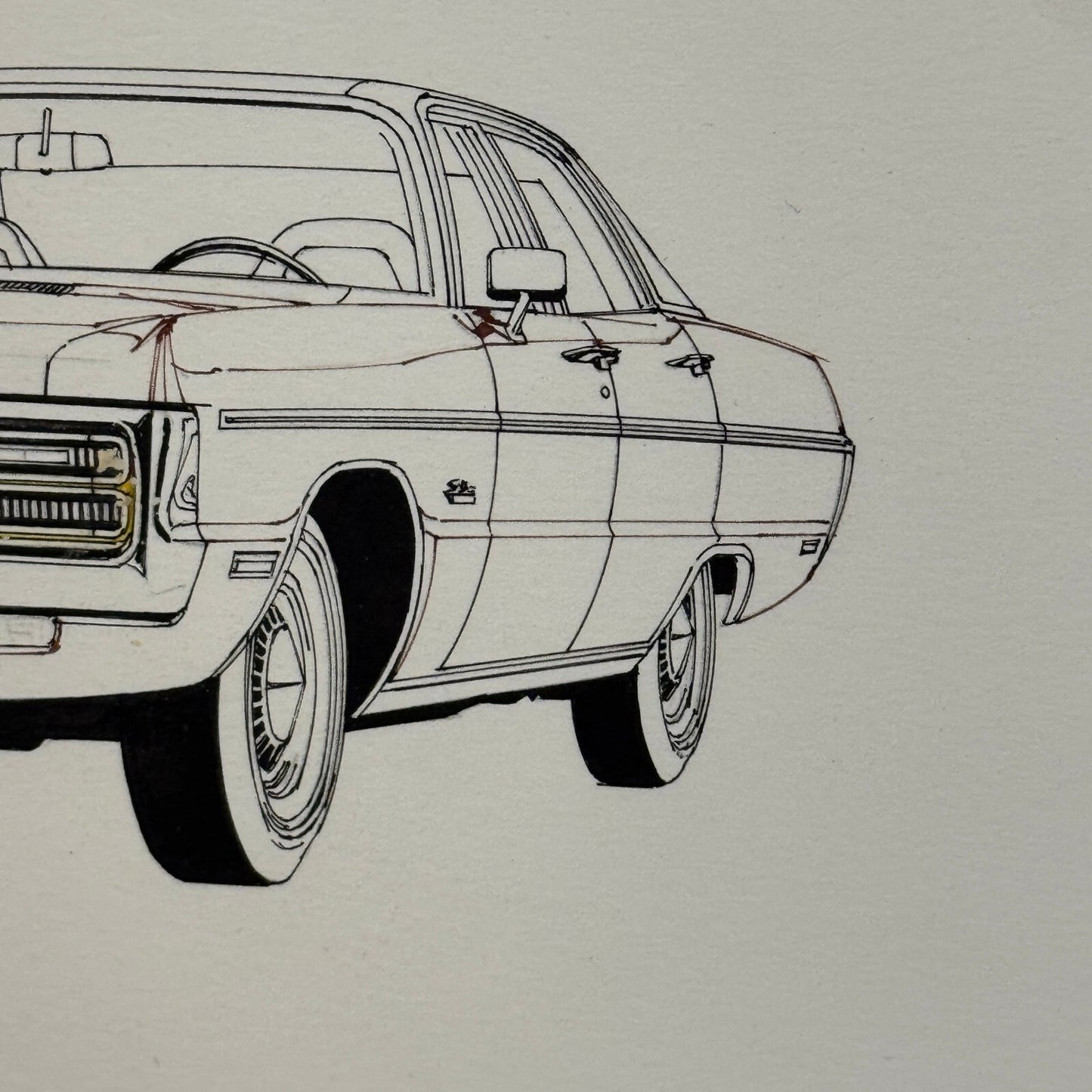 Vintage Plymouth Car Illustration Art Drawing Hand Drawn Robert Preis Vintage