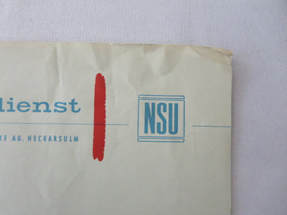 1964 NSU Car Factory Letter Letterhead sent to Magazine Editor 