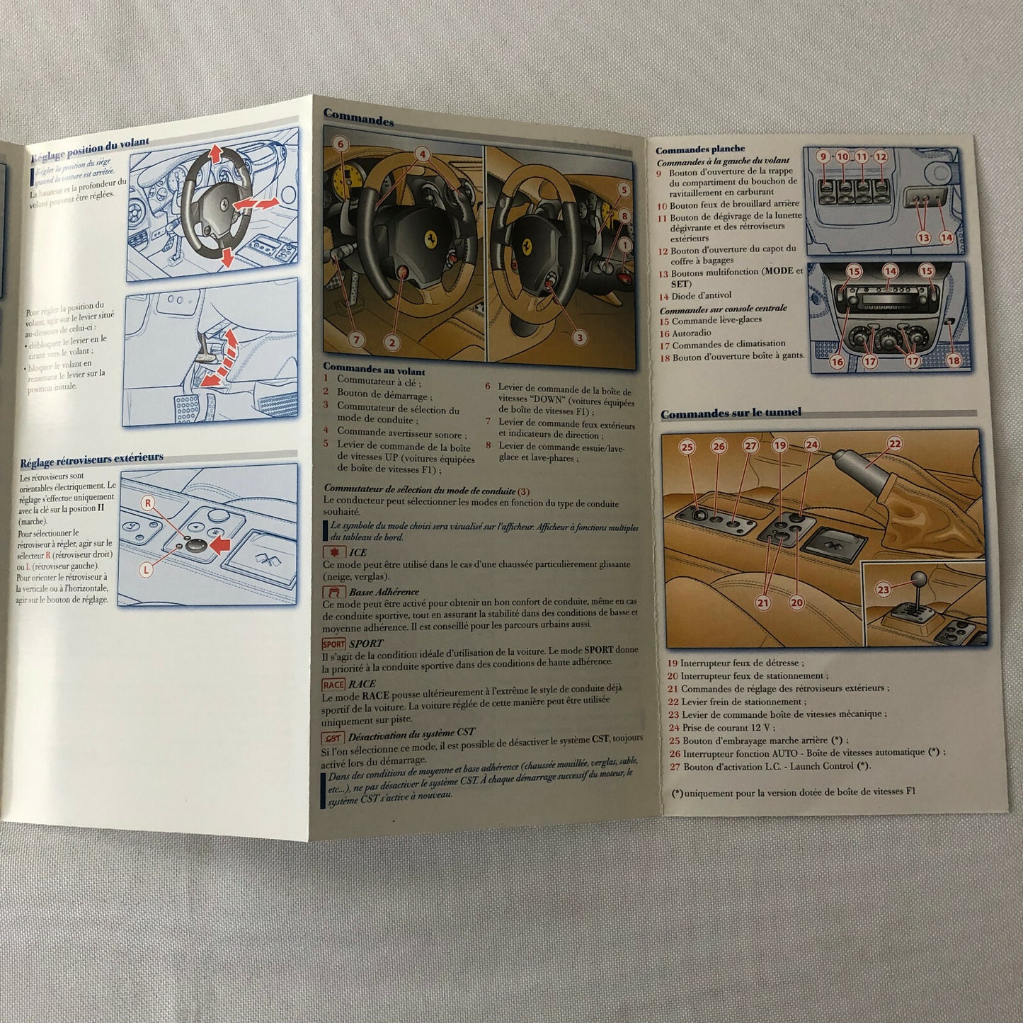 Ferrari F430 430 Quick Reference Guide Owners Manual - FRENCH TEXT 