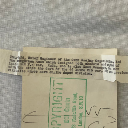 Vintage Racing Photo Photograph Tony Rudd Chief Engineer Owen Racing BRM Car