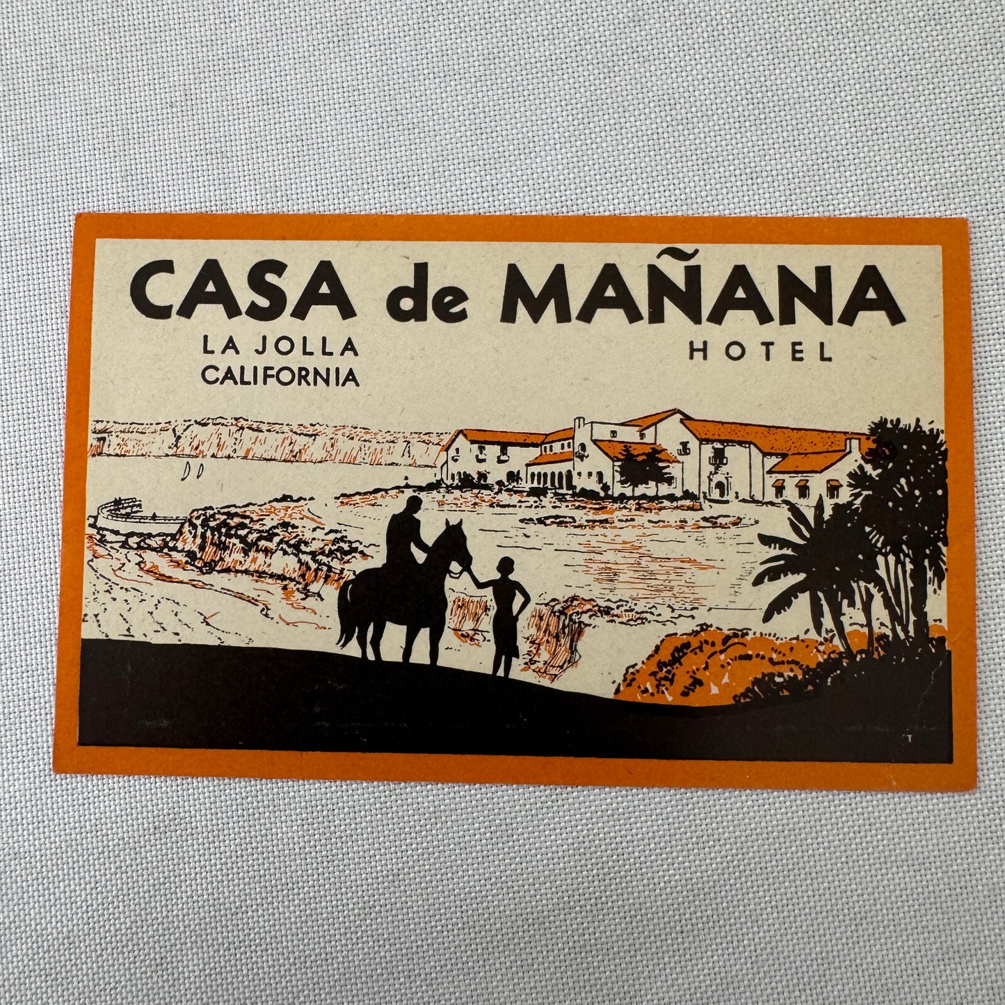 Vintage Hotel Travel Luggage Label Hotel Casa de Manana La Jolla California CA