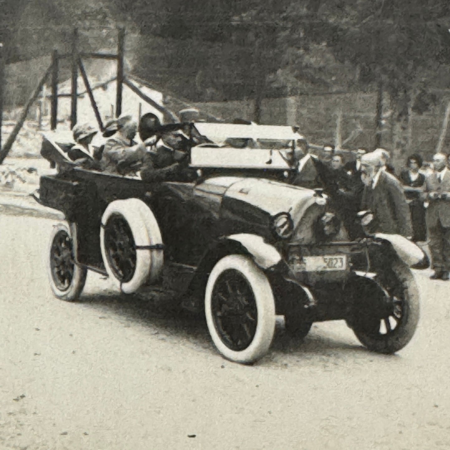 Vintage Real Photo Postcard Post Card RPPC People with Early Car Automobile