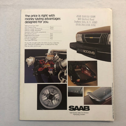 Vintage Saab Tourist Delivery  Sales Brochure Catalog 900 Turbo 900GL 900 EMS