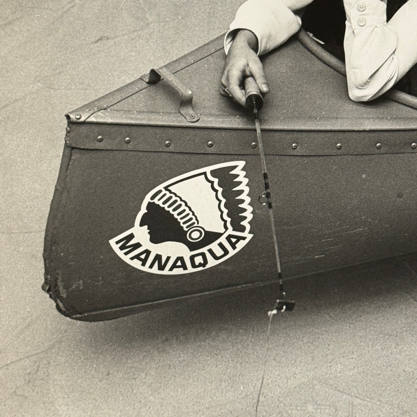 Vintage Manaqua Canoe Boat Advertising Photo with Model