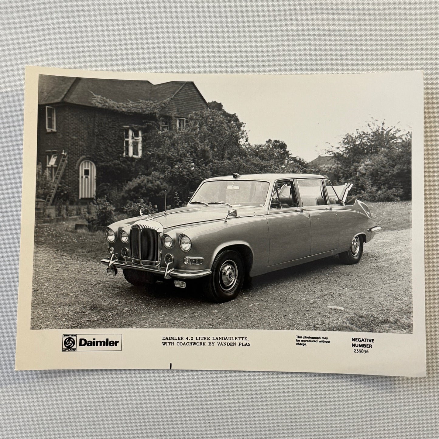Daimler 4.2 Litre Landaulette Vanden Plas Car Factory Press Photo Photograph