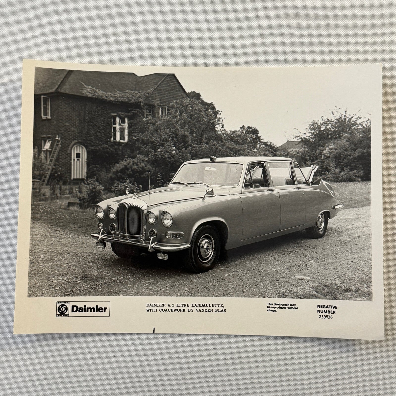 Daimler 4.2 Litre Landaulette Vanden Plas Car Factory Press Photo Photograph