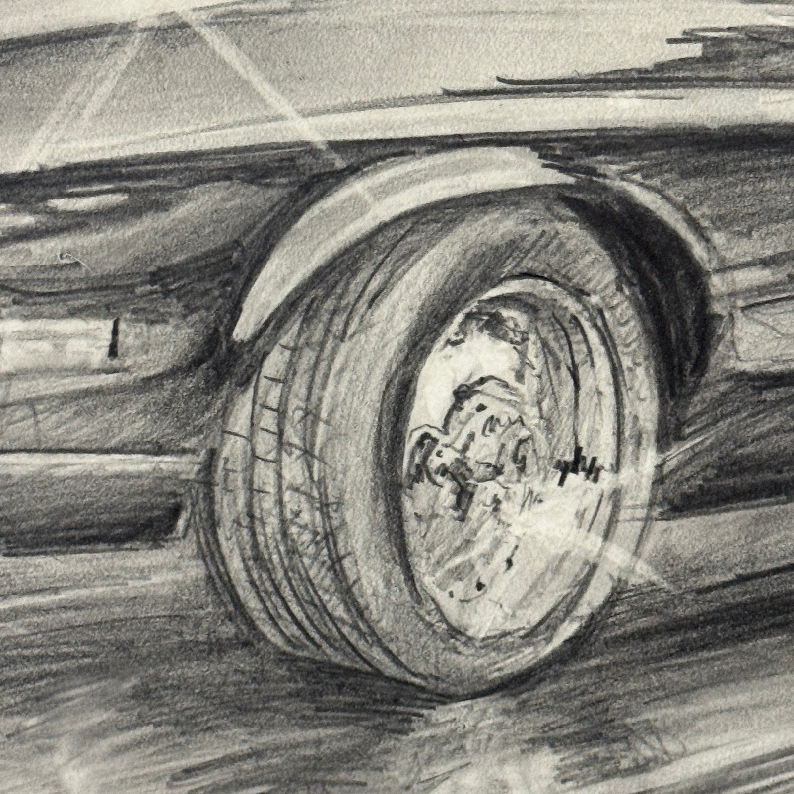 Ford Mustang Vintage Car Illustration Drawing Sketch Original Art Signed