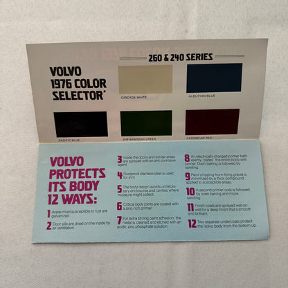 1976 Volvo Colour and Upholstery Car Sales Brochure Vintage 240 260 Series