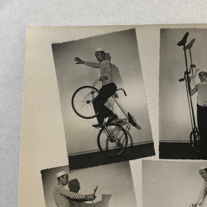 Circus Bicycle Unicycle Acrobat Burlesque Act Performer Photo Photograph Vintage