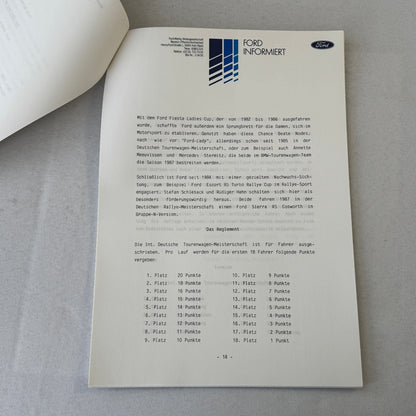 1987 Ford Sierra Cosworth XR4Ti Racing Team Press Kit Photos GERMAN