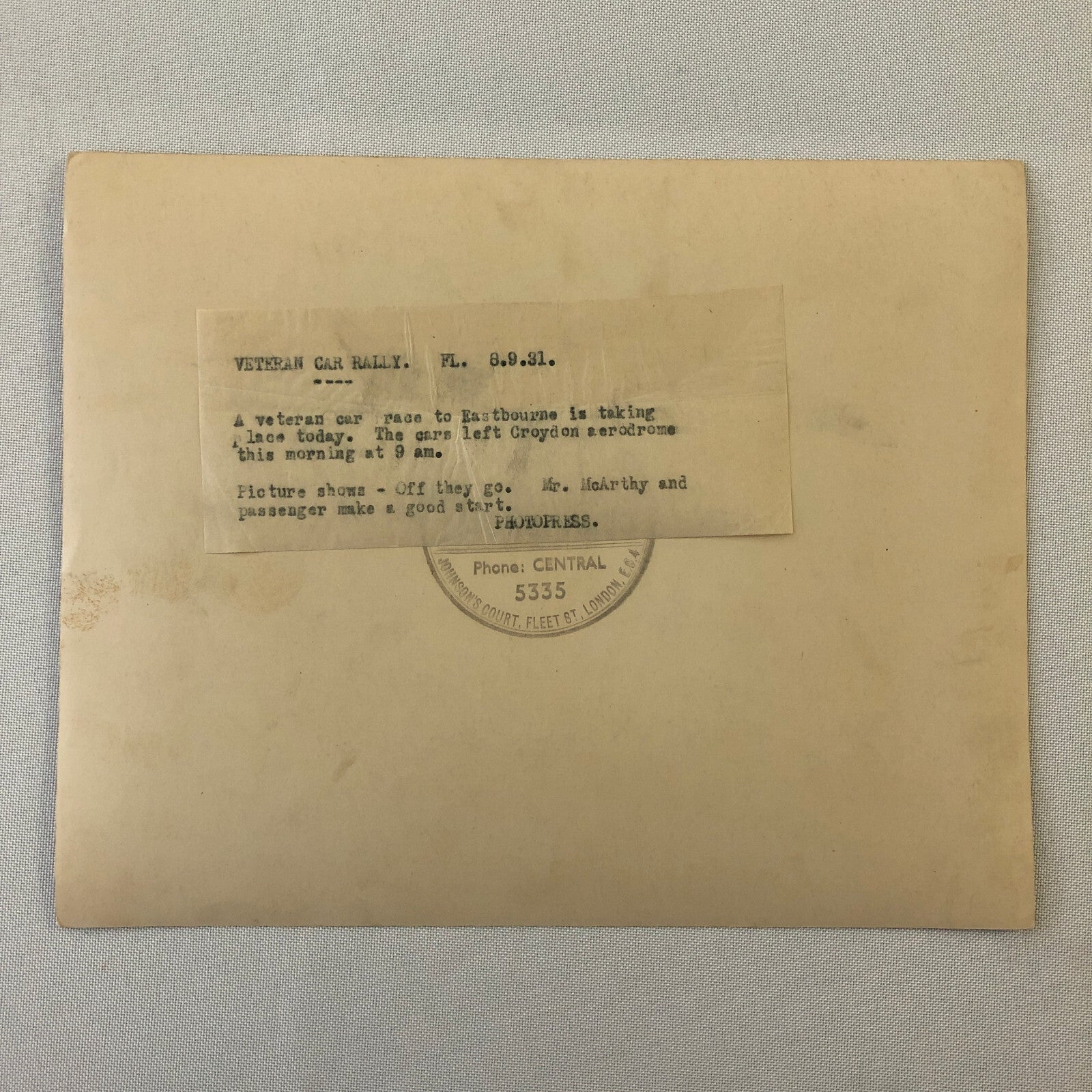 1931 Veteran Car Rally Press Photo Photograph Print Croydon Aerodome UK 