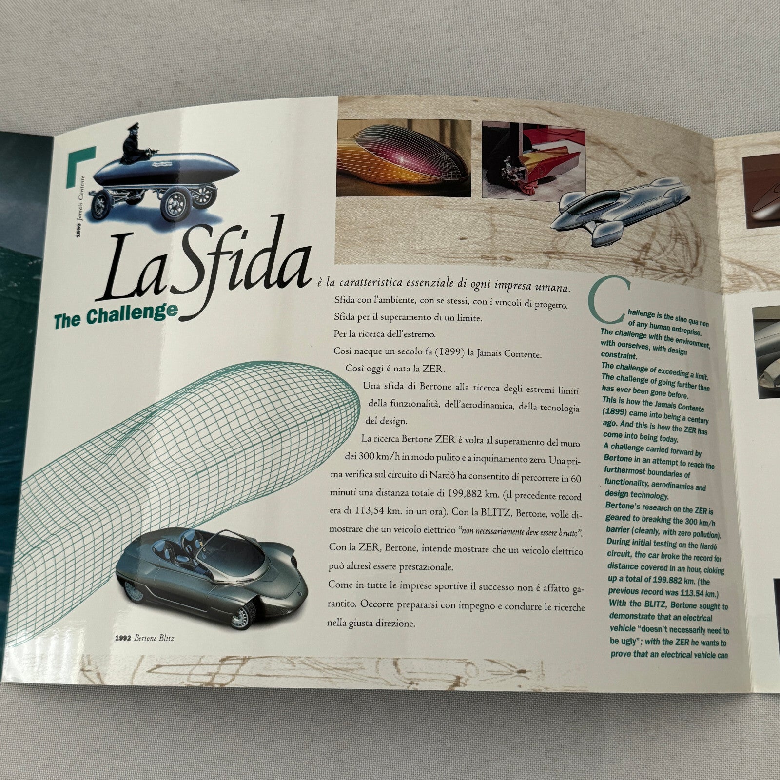 Bertone Concept Car Zero Emission Record Land Speed Car Sales Brochure Catalog
