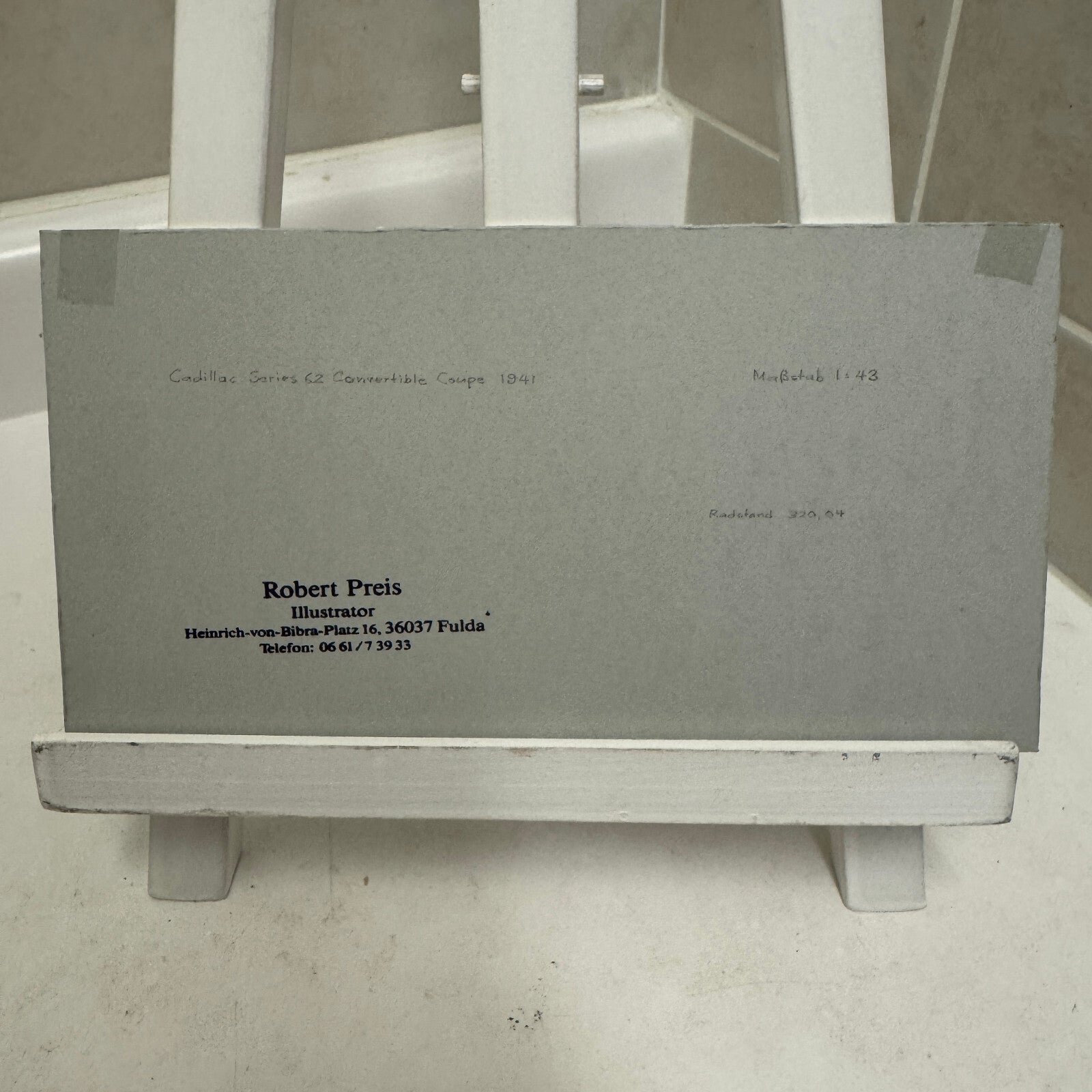 1941 Cadillac Convertible Coupe Car Illustration Art Drawing Vintage Miniature