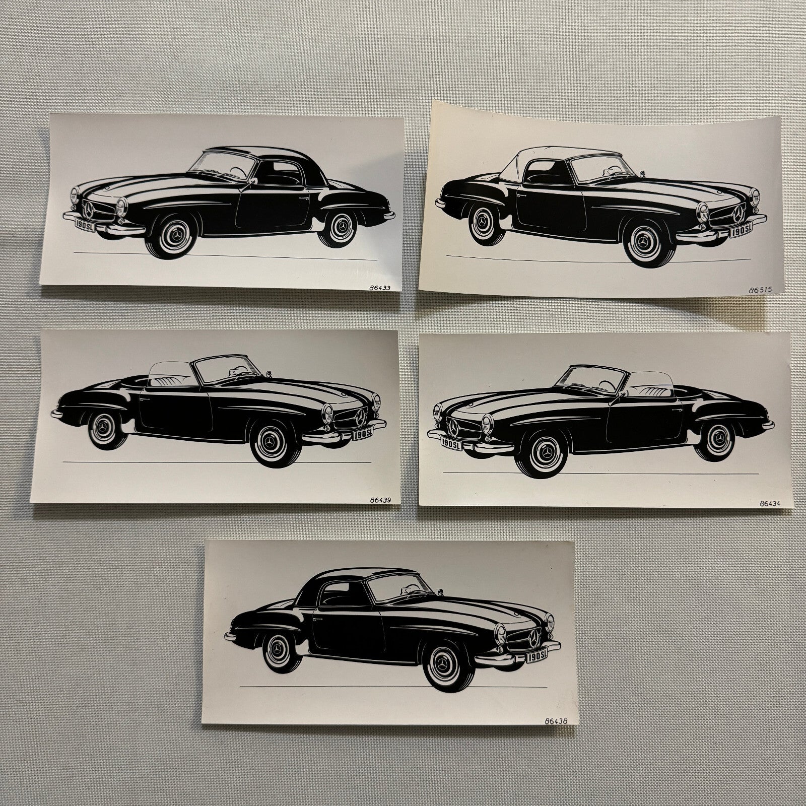 Vintage Mercedes 190SL 190 SL Roadster Hardtop Photo Photograph Lot 5x