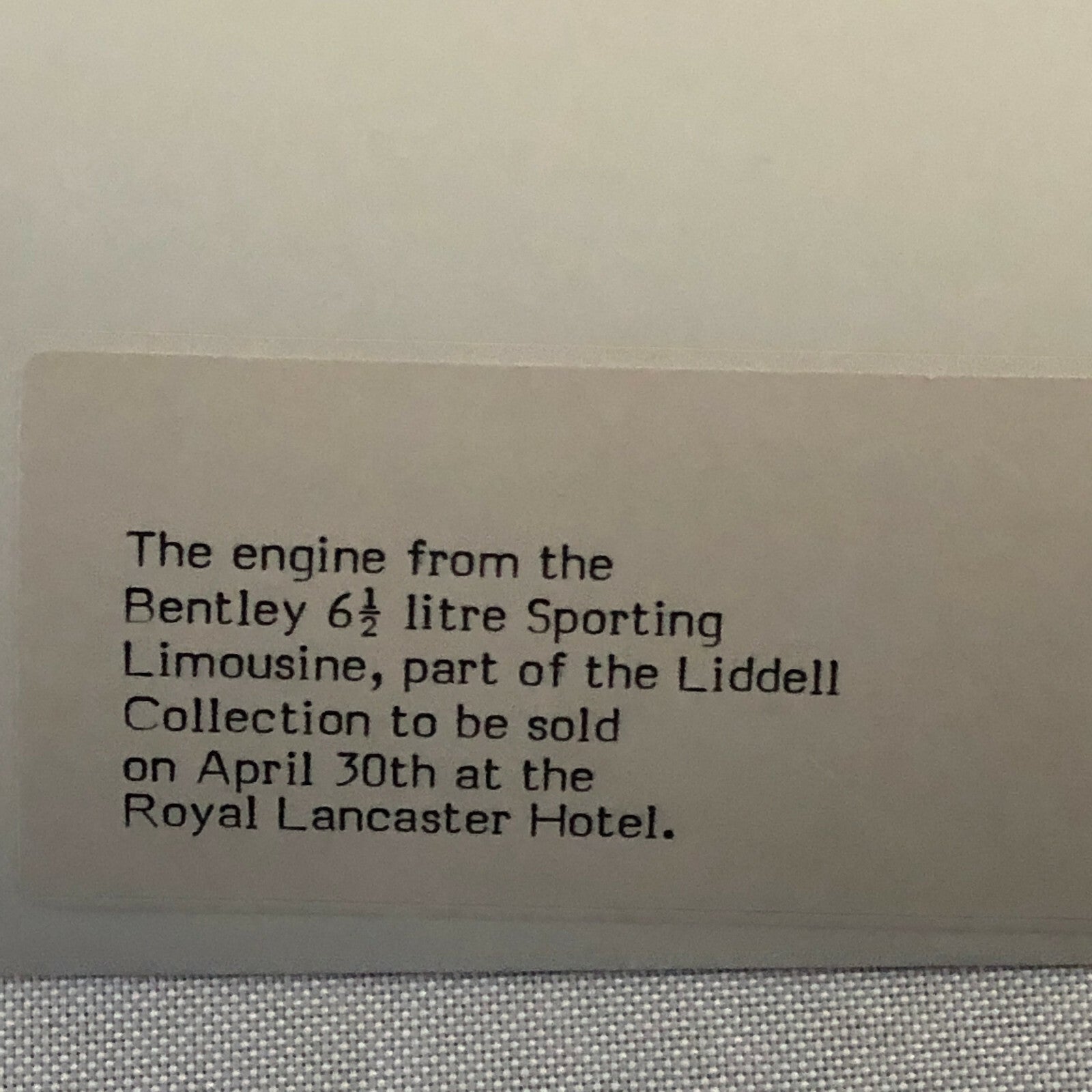 Vintage Bentley 6 1/2 Litre Sproting Limousine Engine Christies Auction Photo