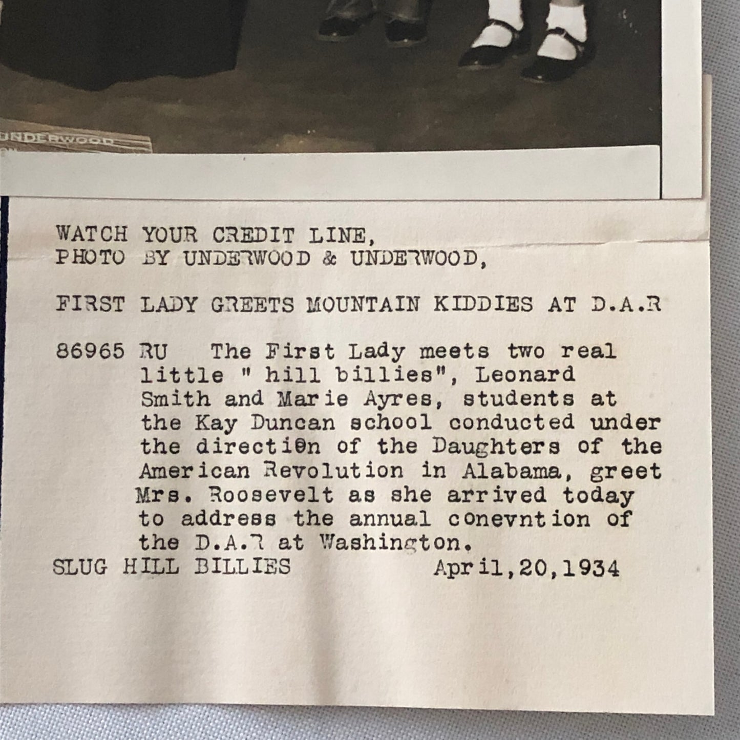 Press Photo Photograph Eleanor Roosevelt First Lady 1934 Daughters of Revolution