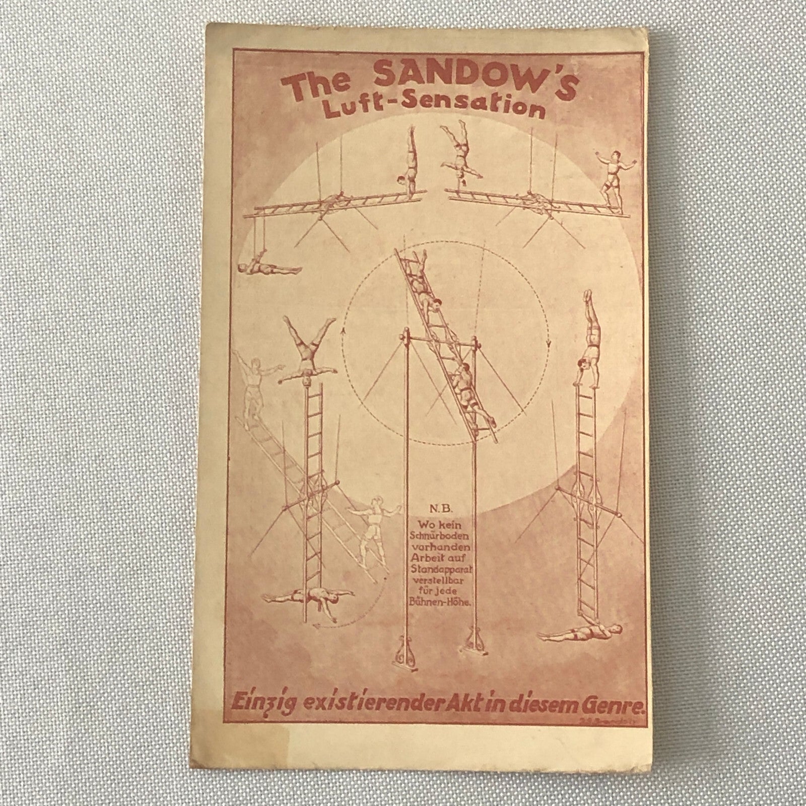 Circus Acrobat Act German Vintage Postcard Post Card The Sandows Luft Sensation