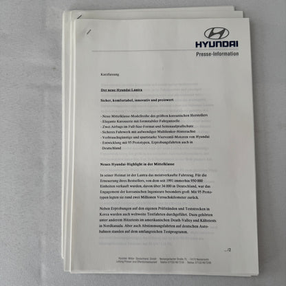 1996 Hyundai Car Press Kit S-Coupe S Coupe Sonata Lantra Accent H100 GERMAN