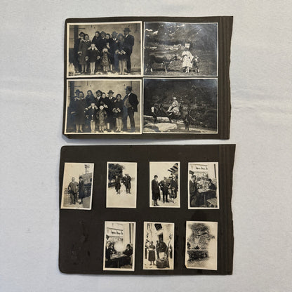 Vintage Photo Album Pages Car Automobile People Horse Cow Animals European