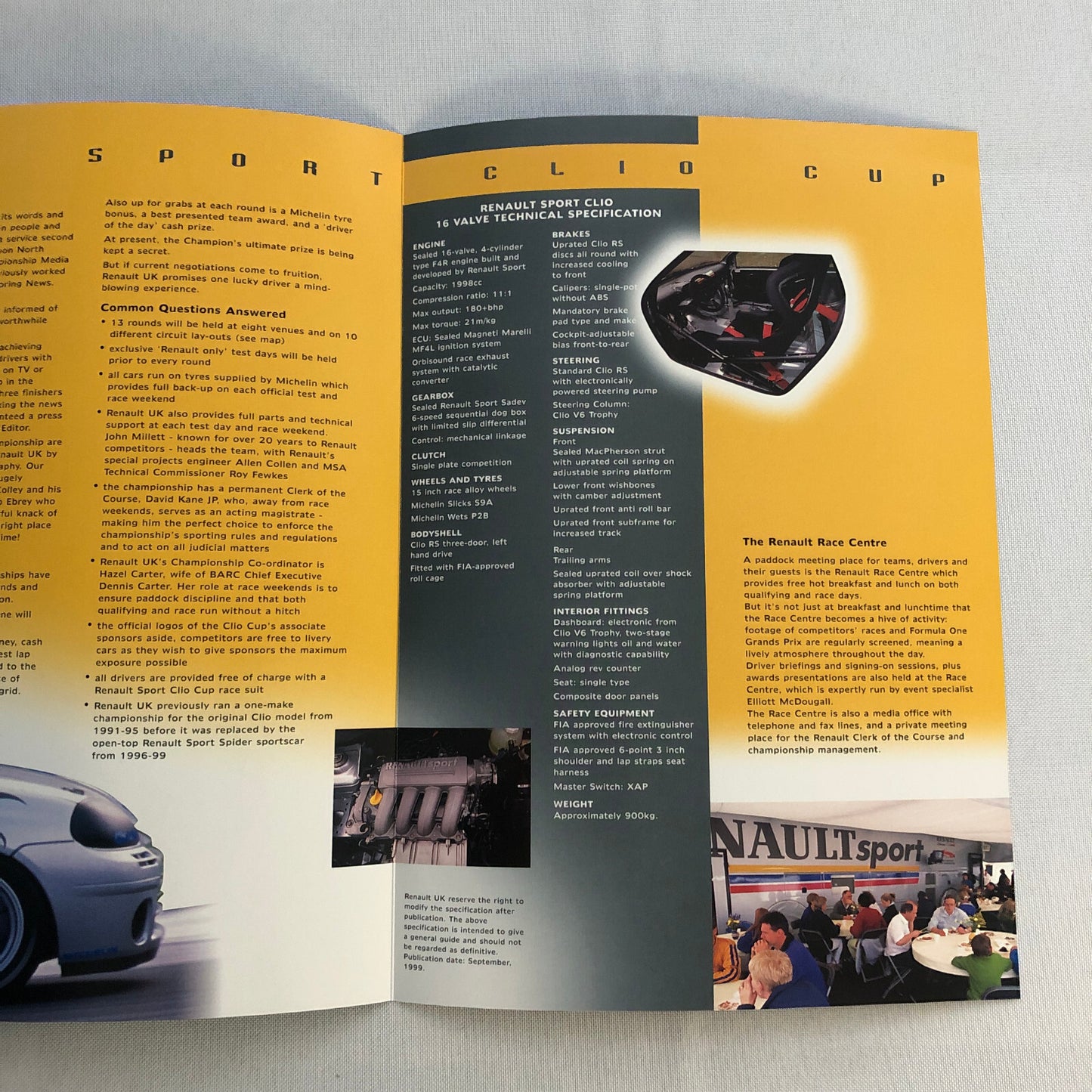 2000 Renault Sport Clio Cup Racing Car Sales Brochure Catalog