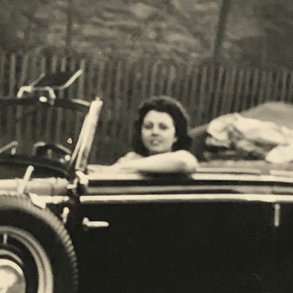 Vintage Photo Photograph Print Woman with Early Mercedes Benz Car Automobile