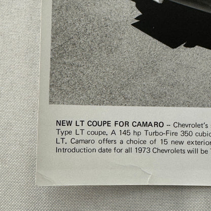 1973 Chevrolet Camaro Factory Press Publicity Photo Photograph Vintage