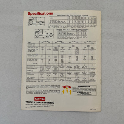 1974 GMC Medium Duty Truck Sales Brochure 5000 6000 6500