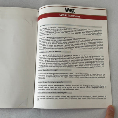 1987 West Zakspeed Racing Team Press Kit Photos Slides Martin Brundle