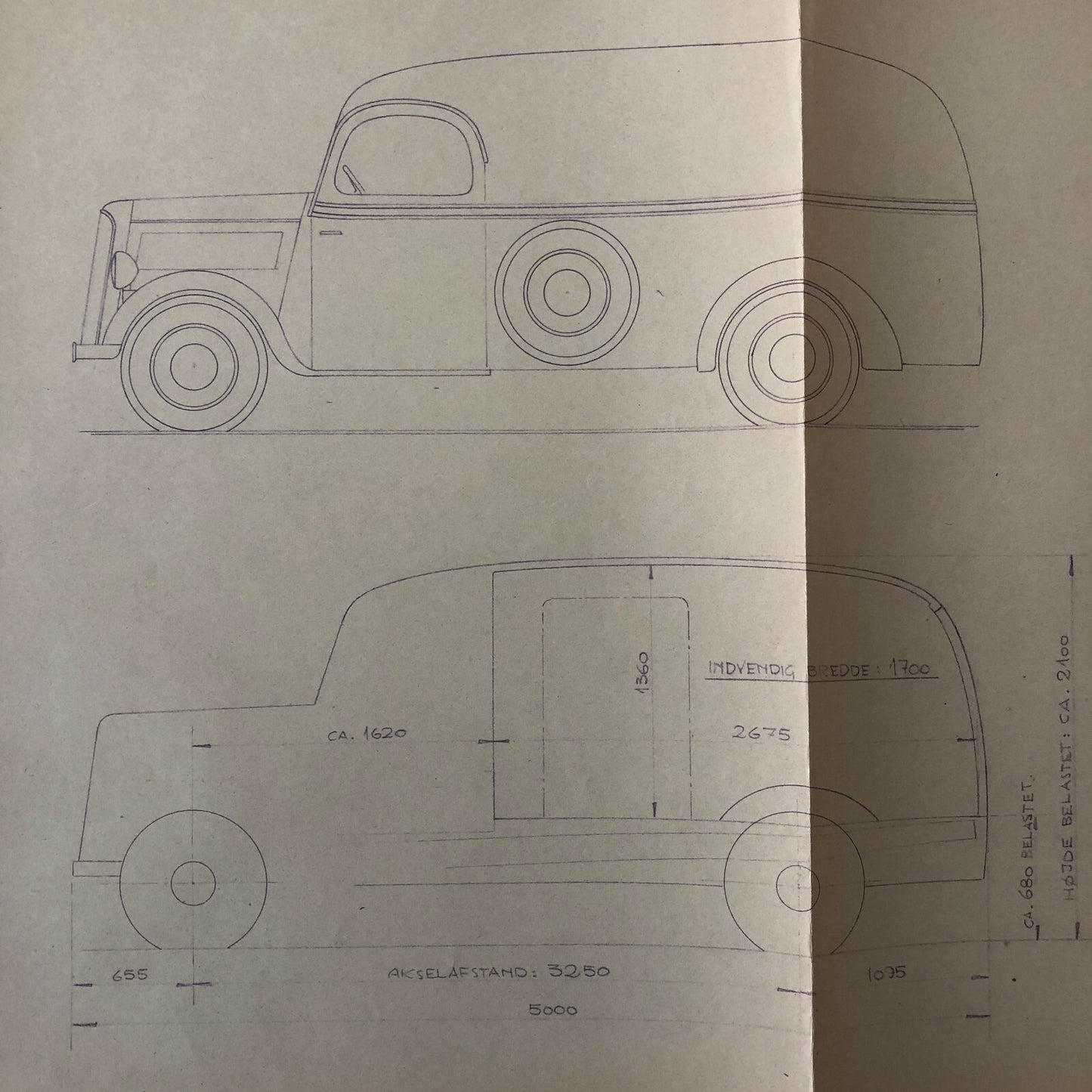 1938 Coachbuilder Truck Design Blueprint Rendering Blue Print Panel Van 