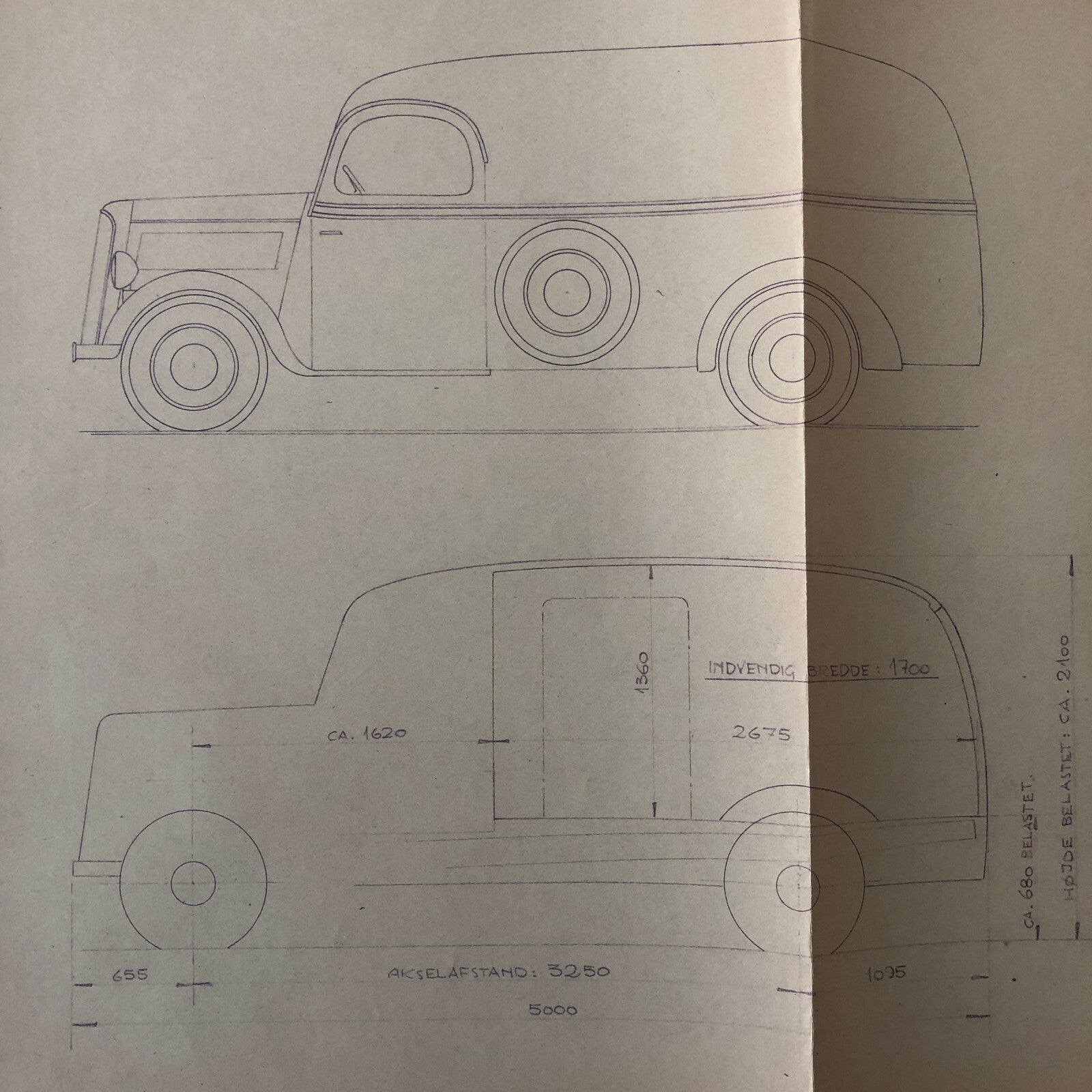 1938 Coachbuilder Truck Design Blueprint Rendering Blue Print Panel Van 