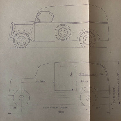 1938 Coachbuilder Truck Design Blueprint Rendering Blue Print Panel Van 