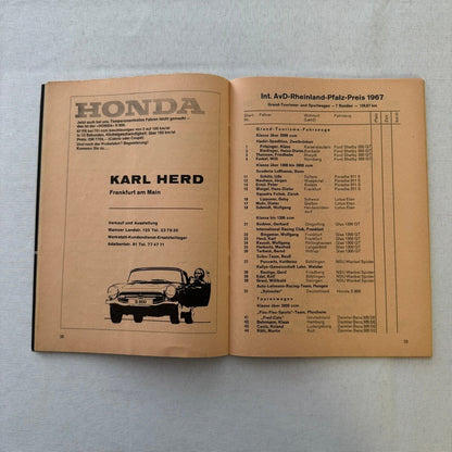 1967 AVD German Grand Prix Racing Program Motorsport Race Jim Clark Dan Gurney +