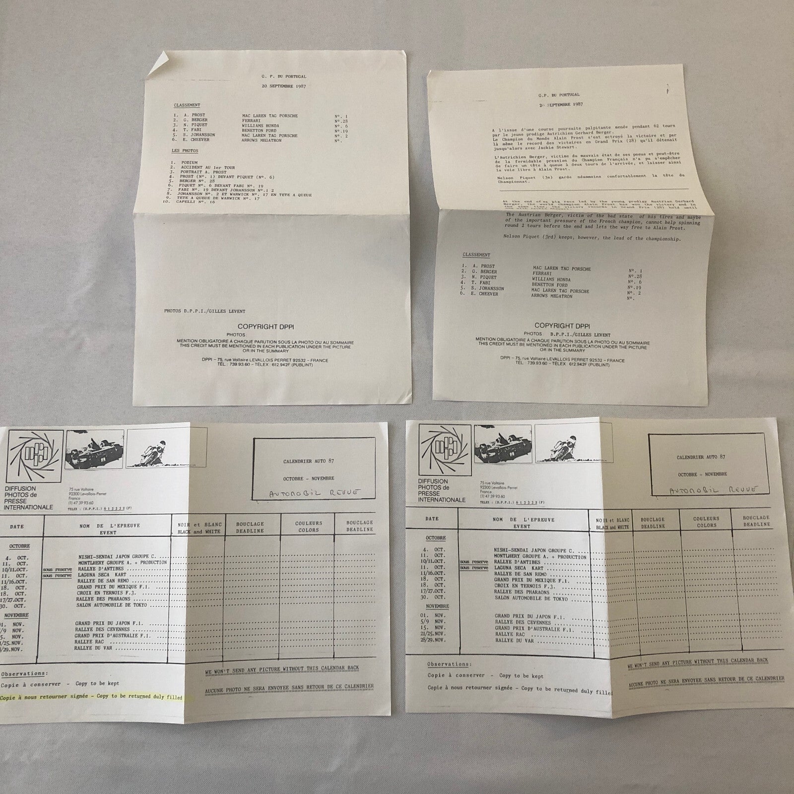 1987 Portugal Grand Prix Formula One Racing Photo Lot of 9 F1 Car Driver