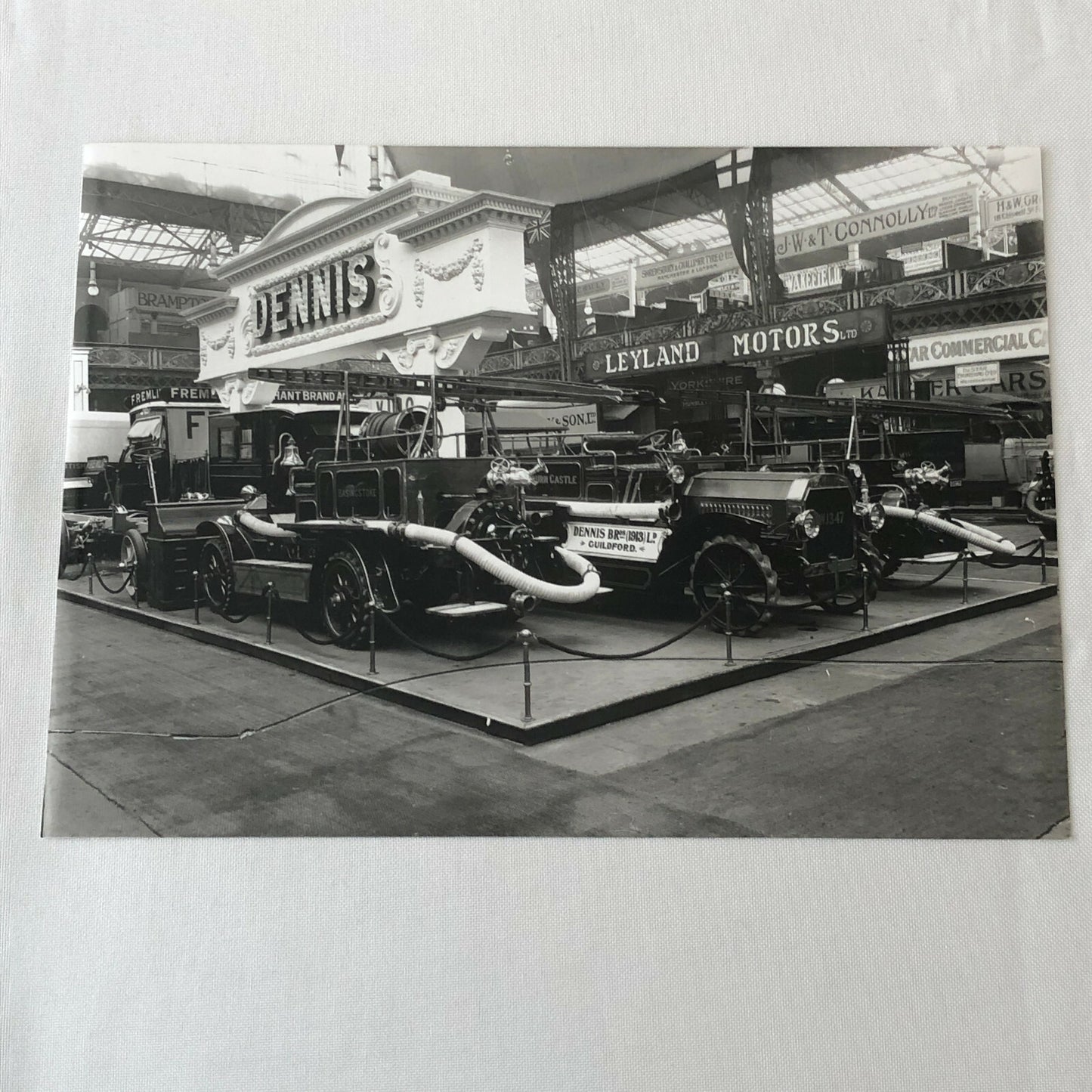 Antique Museum Photo Photograph Print Fire Truck in Museum Leyland Motors Sign +