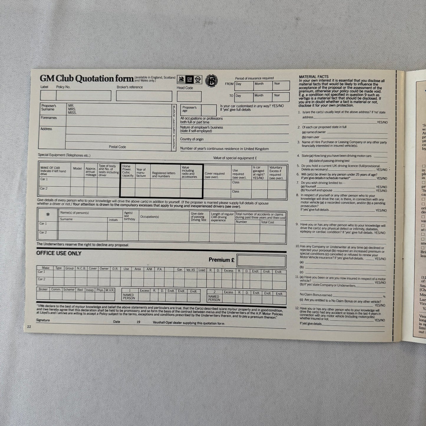 1982 Vauxhall Cavalier Car Sales Brochure Catalog Advertising UK Market