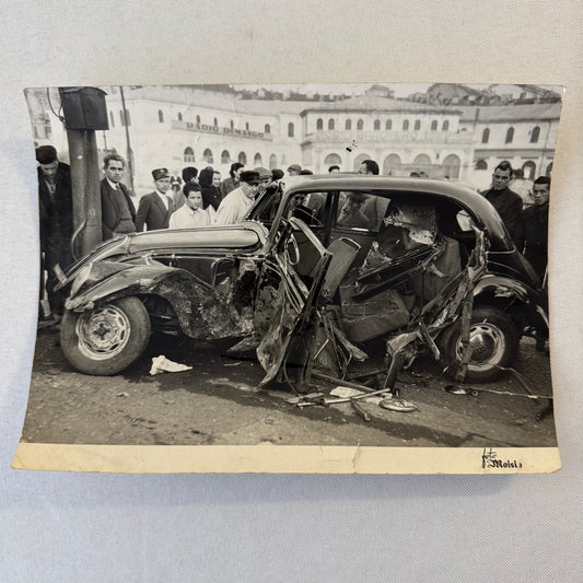 Car Accident Wreck Disaster Fiat 1500 Automobile Photo Photograph Vintage Italy