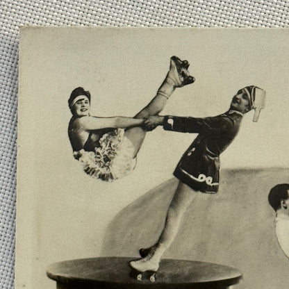 Roller Skating Acrobat Performing Act Circus Postcard The Two Diamonds Vintage