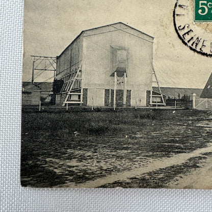 Vintage Zeppelin Airship Dirigible Hangar Building Postcard Post Card French
