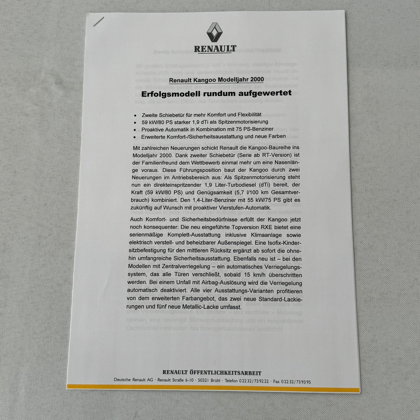 2000 Renault Kangaroo Press Kit with 35mm Photo Slides German Text European