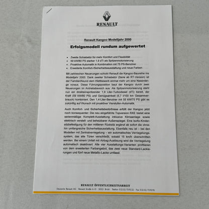 2000 Renault Kangaroo Press Kit with 35mm Photo Slides German Text European