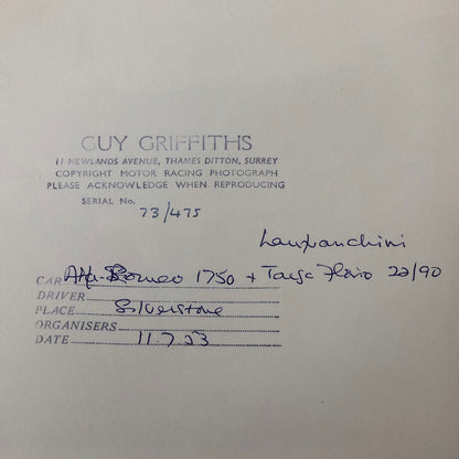 Vintage Car Racing Photo Photograph Print Alfa Romeo Targa 1750 Targa Florio + 