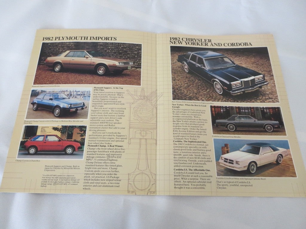 1982 Chrysler Plymouth Sales Brochure Catalog LeBaron TC3 Sapporo