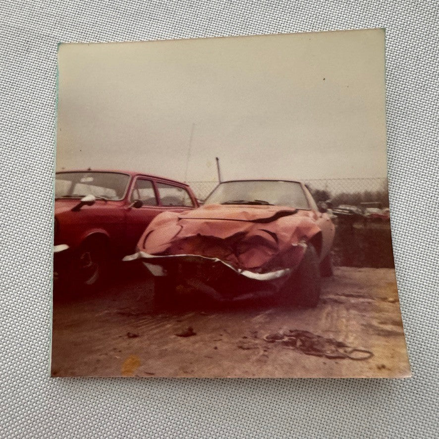 Opel GT Wreck Crash Wrecked Accident Photo Photograph Print Lot 2x